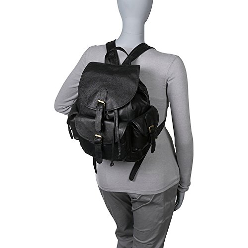 Urban Buckle- Flap BackPack (Black)2