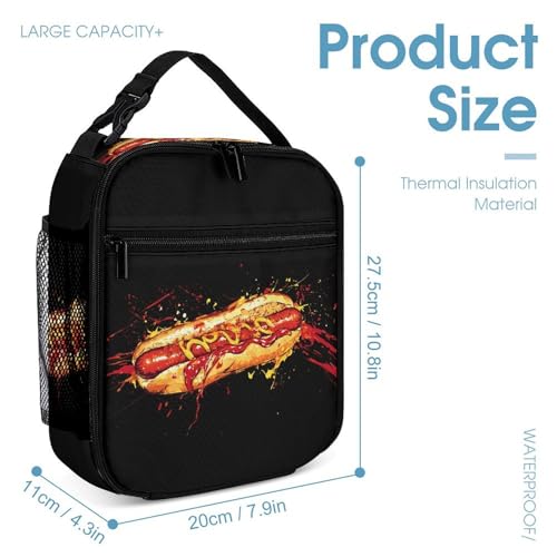 Hot Dog Ketchup Mustard Travel Backpack Lunch Box Pencil Case 3Pcs Set for Men Women Office Outing University4
