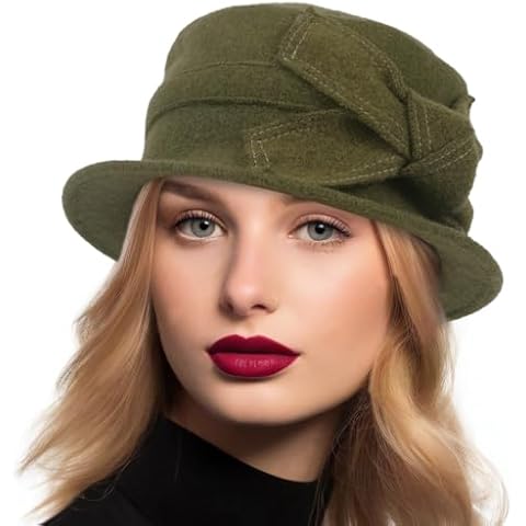 Ruphedy Women Beret Bucket Hat 1920s Vintage Wool French Beret Beanie Dress Winter Hats Cover