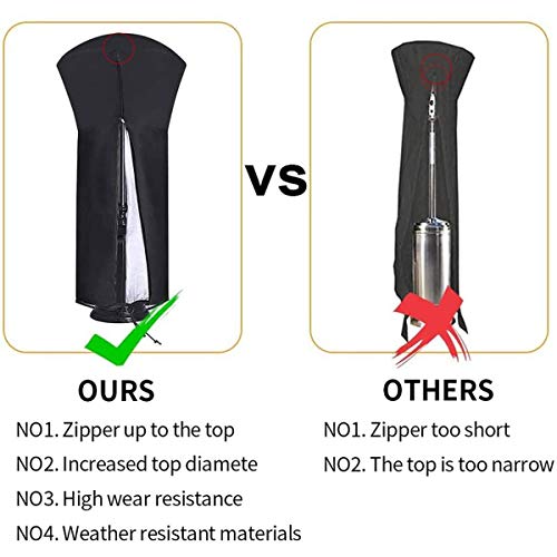 Patio Heater Covers Waterproof with Zipper Black-24 Months of use H89xD33x19