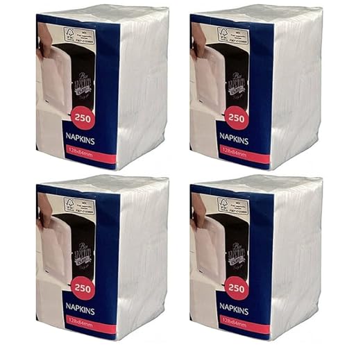Lot de 1000 serviettes en cellulose - Pliées en 1/8 - Blanc - 12 x 8,5 cm - Pour bistro - Dîner - Food Gastro - Compatible avec les distributeurs Cabanaz (4...