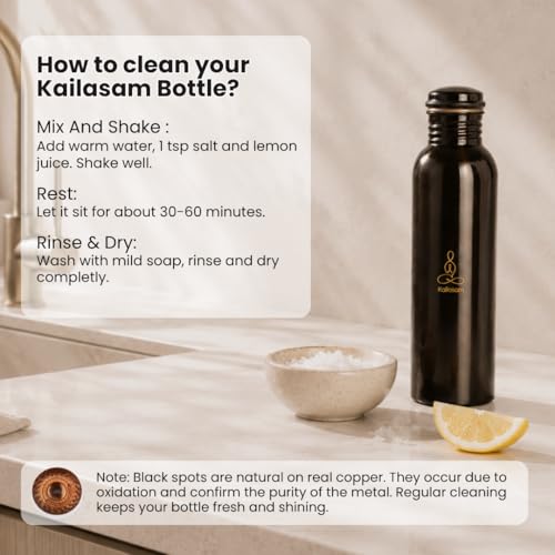 Image of Zen Copper Water Bottle 950ml | 100% Pure Copper Tamba Jal, Ayurvedic for Yoga & Wellness, Detox, Immunity & Hydration, With Cotton Pouch