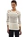 PattyBoutik Women Crewneck Striped Military Sweater (Ivory and Black Medium)