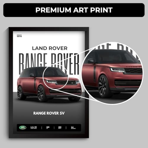 Image of Range Rover Poster | Framed Poster of Land Rover Range Rover A4 Sized (31 x 23 cm) | Cars Posters for Wall, Gift for Boys, Supercar Frame | Car Frames | Car Posters for Wall, Bedroom, Hostel, Study Room