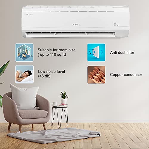 Image of Voltas 1 Ton, 2 Star, Inverter Split AC(Copper, Adjustable Cooling, Anti-dust Filter, 2023 Model, 23V CAZX, White)