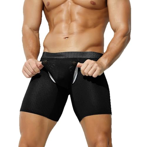 Men's Mesh Hollow Out Sports Workout Boxer Briefs, Stretch Mid Waist Breathable Athletic Supporter Performance JockStrap4