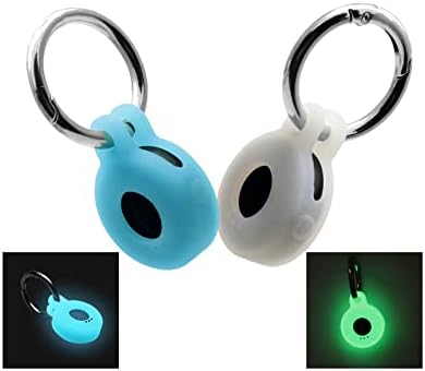Compatible for Tile Sticker Keychain Holder,(Glow in The Dark) Slicone Sticker 2022 Tracker Case Cover for Tile Sticker Pet Collar Holder,Birthday Party Supplies Gift to Family,Glow Blue Glow Green