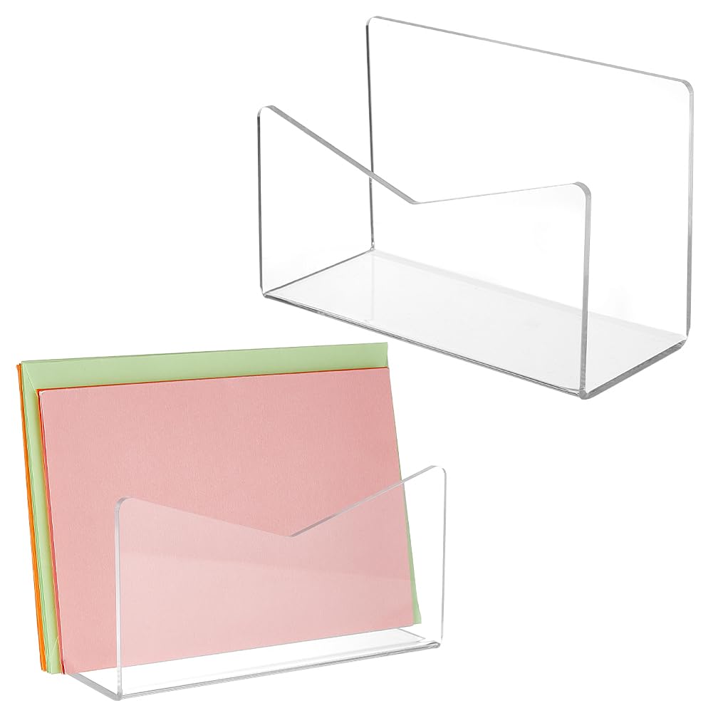 AHANDMAKER 2 organizer per documenti in acrilico per scrivania, organizer da scrivania in acrilico, organizer per posta, espositore per posta da tavolo, accessori da scrivania per ufficio, per buste,