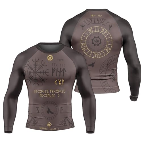 Viking Symbol Men's Rash Guard Shirts Long Sleeve, Baselayer Compression Shirt for Jiu Jitsu MMA4