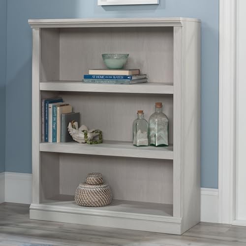 Image of Sauder 3 Tier Book Shelf Wooden Bookcase Multipurpose Bookshelf for Home Office, Living Room, in Glacier Oak