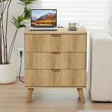 YMXLTD Cómoda pequeña acanalada de 3 cajones para dormitorio, sala