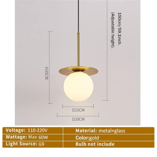 Lámpara de cristal de globo para techos bajos con cable regulable anti-deslumbramiento 4