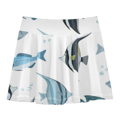 Running Girls Skorts Athletic Shorts Toddlers Tennis Skirts Butterfly Skirt Tropical Fish Blue Grey 4t