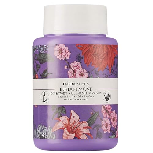 Facescanada Dip & Twist Nail Polish Remover | Acetone-Based Nail Color Remover with Vitamin E, Olive Oil & Aloe Vera | Floral Fragrance | Mess-Free & Fast | 2.71 Fl Oz (80ml)