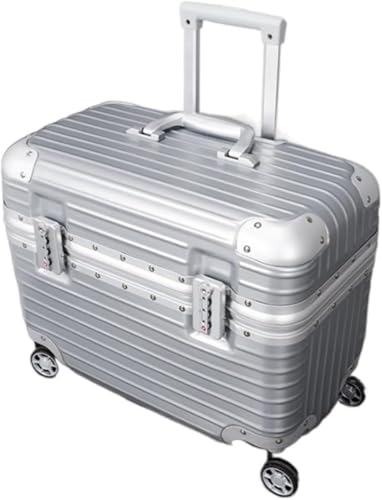 Luggage Men/Women Travel Suitcase With Telescopic Pull Rod,Light Suitcase Luggage PC+ABS Durable Hardside Suitcase with Double Spinner Wheels, Cosmetic Suitcase Wheeled Luggage (Silver)