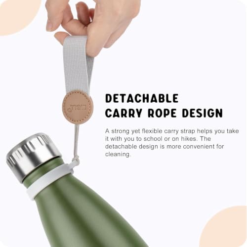 Image of Small Water Bottles for Kids -9 oz Stainless Steel Theroms,Grass Green