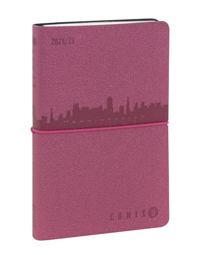 COMIX U Younivercity 13 Month Medium Weekly Diary 2024-2025 Hard Cover Elastic Closure and 224 Pages Ideal for University 11.8 x 18 cm Pink