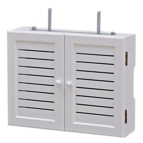 Scatola portaoggetti per router WiFi con sportello, cavo grande per scrivania/TV/computer, nasconde cavi e ingombri, bianco, 52 cm, ideale per hub USB e gestione dei cavi