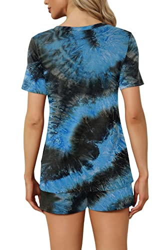 Image of RUBZOOF Women's Short Sleeve Pajama Sets with Pockets Casual V Neck 2 Piece Lounge Sets S-3XL