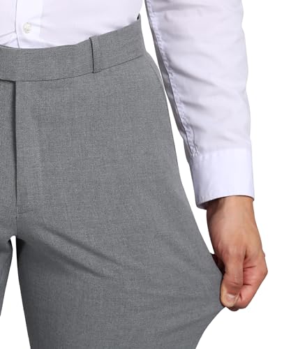 Image of GHPC Stylish Slim Fit Polyester Lycra Stretchable Formal Pant for Men | Mens Fashion Plain Solid Wear Dress Trousers Pants for Office or Party