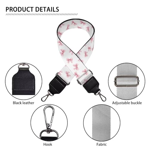 Image of Talayituse Pink Bow Print Shoulder Strap Wide Purse Bag Strap Adjustable Replacement Belt Luggage Crossbody Shoulder Bag Strap for Women Girls