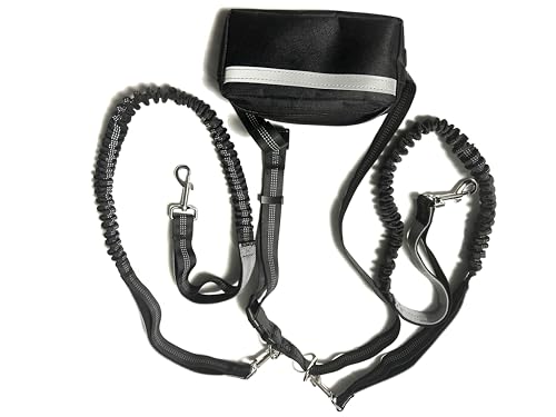 Retractable Hands Free Dog Leash with Waist Pouch,Retractable Bungee with Double Padded Handles,Waist Leash for Walking,Jogging and Running Your Dog (2 Dogs)