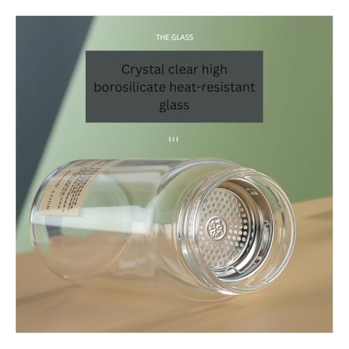 Image of Wosta Leakproof Glass Water Bottle with Stainless Steel Infuser Glass Tea Infuser Bottle with Strainer and Neoprene Sleeve for Loose Leaf Tea, Cold Brew Coffee. (C - WHITE, 450ML)