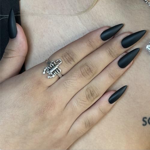 DARK & DANGEROUS Press-On Nails by Lavaa Beauty | Long Stiletto | Matte Black Stiletto Nails