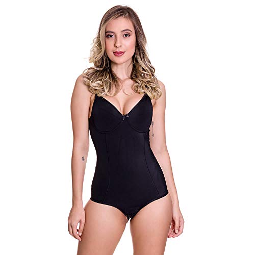 Body Pós Parto Modelador Sem Bojo para Amamentação Castanho, Bege e Preto - TV4282