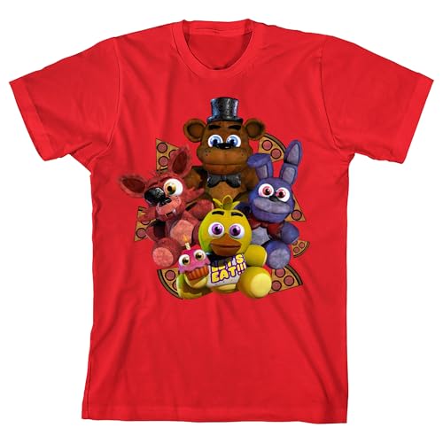 Five Nights At Freddys Plush Characters Group Short Youth Re Crew Neck Short Sleeve T-Shirt - Small
