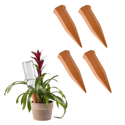 Mikankawa 自動水やり 植物 給水器 4個セット 鉢植え 陶器 5～7日給水 観葉植物 園芸用品 ガーデニング 再利用可能 28~30mmのペットボトル口に接続可能