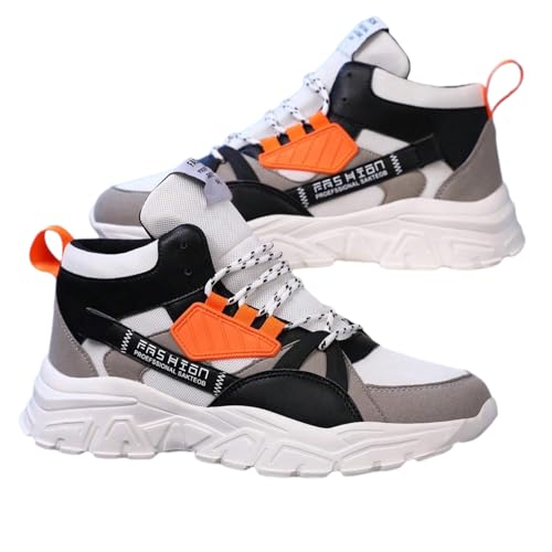 Faux Leather Colorblock Y2K High Top Sneakers with 2 Inch Platform Casual Streetwear Skate Shoes for Daily Wear Concert Travel Unique Unisex Chunky Style