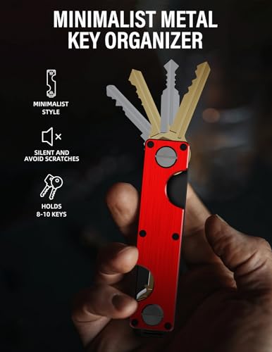 Image of Key Organizer Key Holder Compact Key Case Minimalist Metal Key Chain Key Holder for Keychain Secures 8-10 Keys EDC