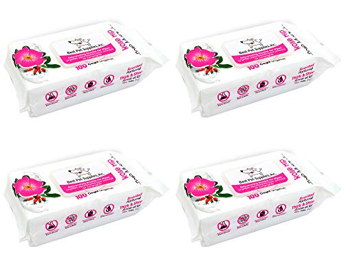 Image of Best Pet Supplies Dog Wipes, Hypoallergenic, Deodorizing, Cleaning for Dogs' Paws, Butt, Face, Grooming, Non-Sticky Formula for Puppy, Cats and Sensitive Skin - 400 Pack, Rejuvenating Rose Hip