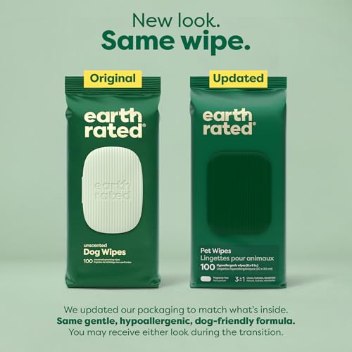 Earth Rated Pet Wipes for Dogs and Cats, Hypoallergenic, Cleaning and Hydrating, for Grooming Paws, Body and Butt, Unscented, 100 Count #1