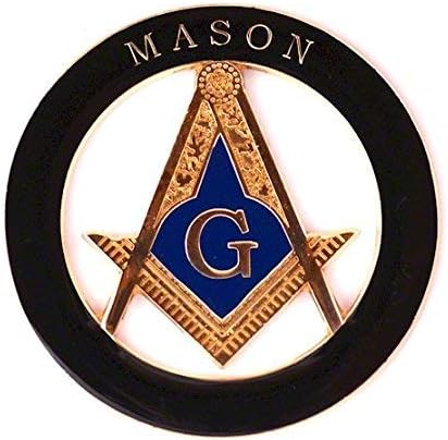 Mason Square & Compass Masonic Auto Emblem - [Black & Gold][3'' Diameter]