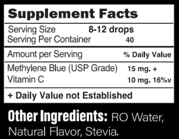 K TROPIX Methylene Blue + Vitamin C - USP Pharmaceutical Grade Methylene Blue Drops - High Purity Formulation - 2 oz Bottle - Image 2