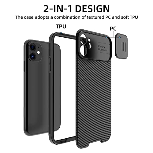 Hitaoyou iPhone 11 Magsafe Case with Slide Lens Cover, Slim Magnetic Protection for iPhone 11 6.1" Black