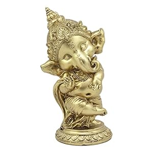 Ebros Hindu Elephant God Ritual Dancing Ganesha Golden Statue 6″ H Deity of Arts Wisdom and Knowledge Decor Figurine (Dancing Ganesh)