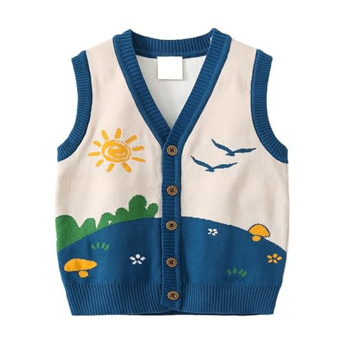 Chaleco Suéter Bebé De Punto Niños Suave Sin Mangas Chaleco De Punto, azul, 4-5 años
