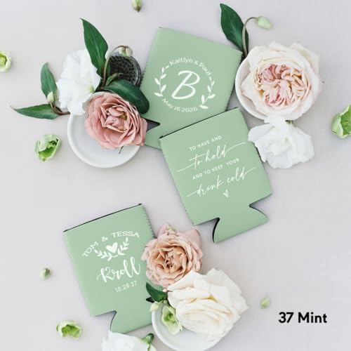 Image of 200PCS Customized Wedding Can Coolers Personalized Wedding Favors Monogram Can Holders (Custom, 200 can cooler)