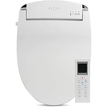 ALPHA BIDET JX2 Elongated Bidet Toilet Seat, White, Endless Warm Water, *NEW* Bowl Mist, LED Light, Quiet Operation, Wireless Remote, Stainless Steel Nozzle, Sittable Lid, 3 Year Warranty