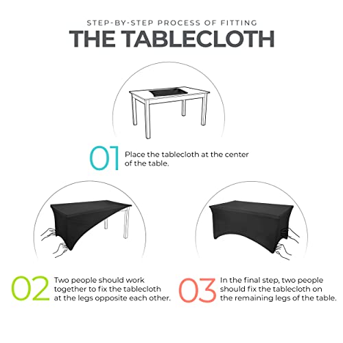 Utopia Kitchen Spandex Tablecloth 1 Pack [6FT, Black] Tight, Fitted, Washable and Wrinkle Resistant Stretch Rectangular Patio Table Cover for Event, Wedding, Banquet & Parties [183Lx76Wx76H] cm