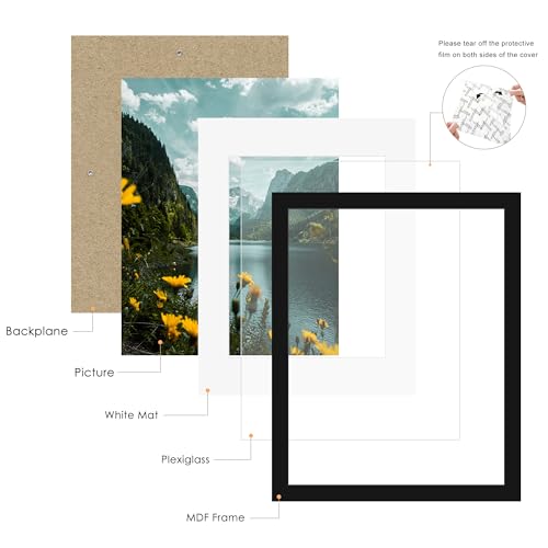 Picrit 15x19 Picture Frame 3 Pack, Black Poster Frame, Display Poster 11 x 14 with Mat or 15 x 19 without Mat for Horizontal or Vertical Wall Mounting