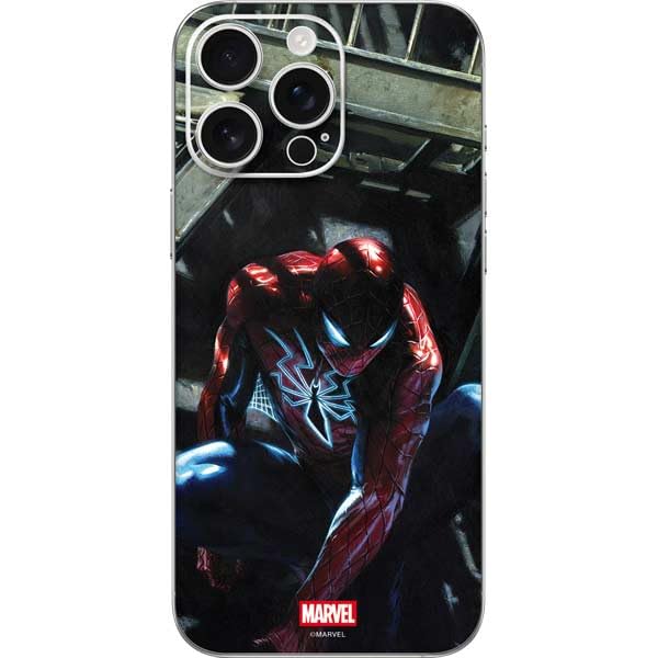 Skinit Decal Phone Skin Compatible with iPhone 16 Pro Max - Officially Licensed Marvel Spiderman New Suit Spiderman Design