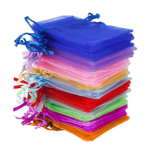 Sachets Organza Multicolore Cadeaux Dragées Bonbons Bijoux Décoration Fête - 7x9 cm 100 pcs