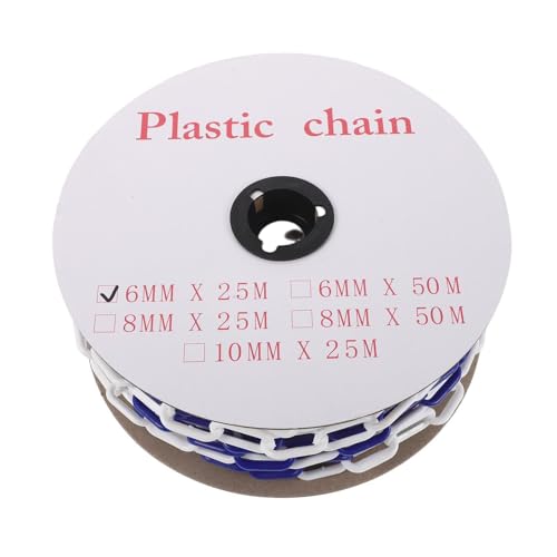 TOPBATHY Cadena de Barrera de Seguridad de Plástico 6 Mm, 25 Metros Azul, Cadena de Advertencia para Control de Tráfico, Delimitación de Áreas, Control de Multitudes y Espacios