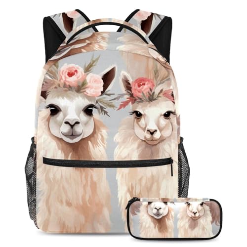 Sac à dos polyvalent au motif rose artistique de l'alpaga idéal pour vos journées de cours