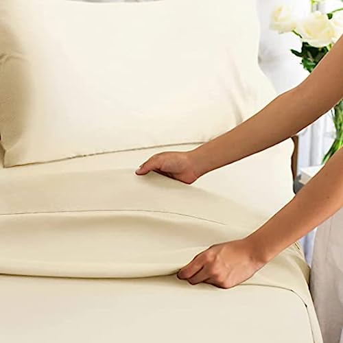 Image of Flat BedSheet with 2 Pillow Covers 600 TC 100% Egyptian Cotton Bedsheet Comfortable & Durable Hotel Quality Sheet (King 102x108, Ivory)