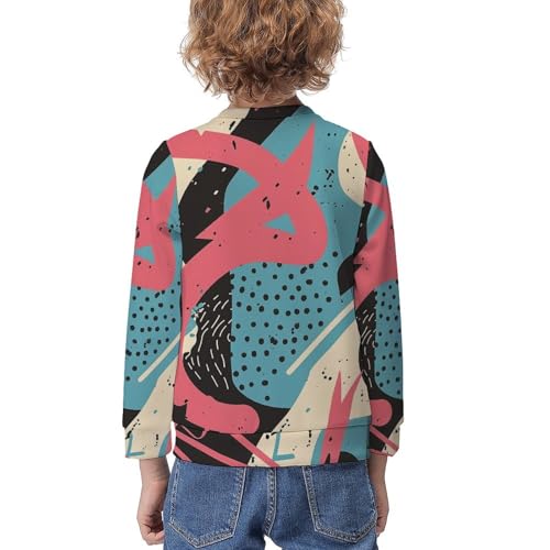Retro 1980s Memphis PatternChildren's Casual Pullover Sweatshirt Loose Fit10-12Y2